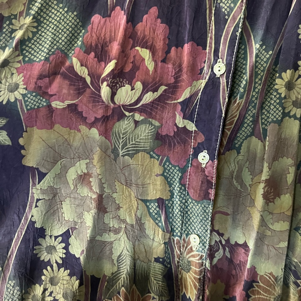 Vintage Green Floral Button-Up Blouse by Tianello - Picture 2 of 4